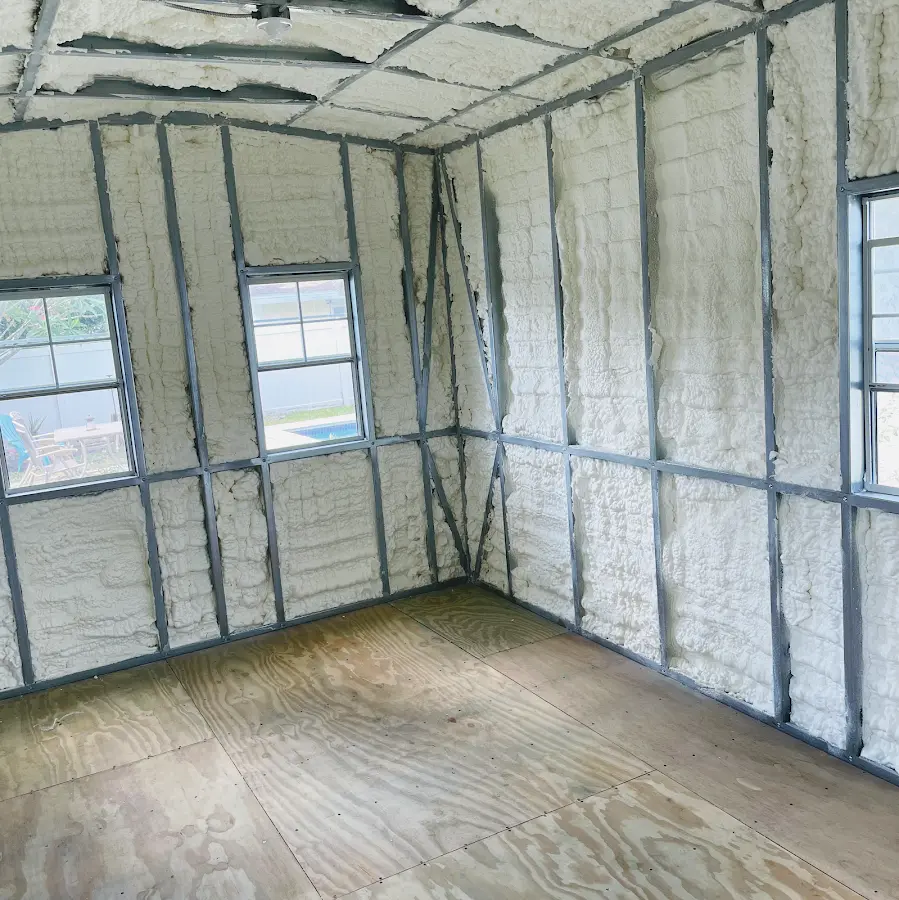Closed-cell spray foam insulation applied to wall cavities in a residential project in Nolensville